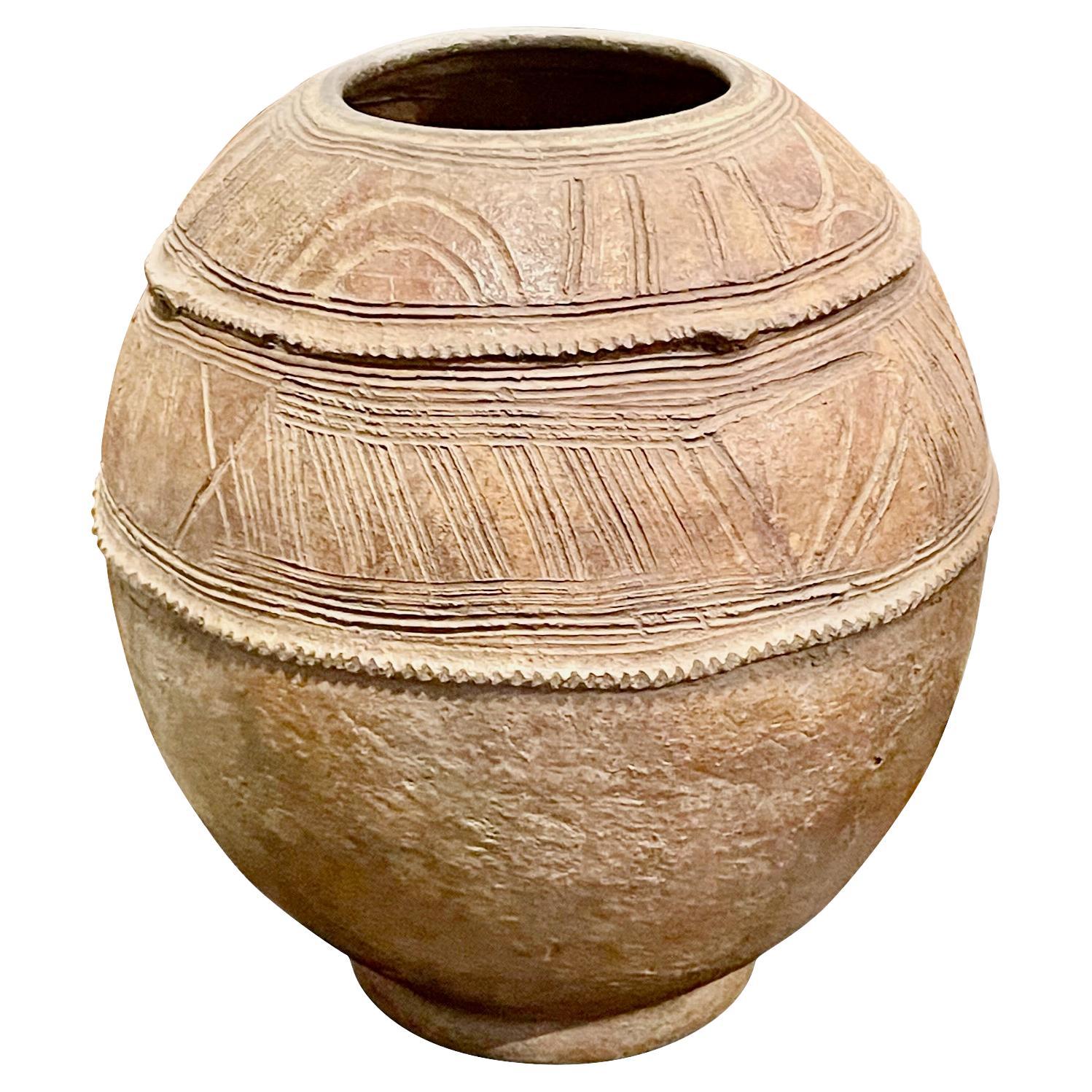 Light Brown Large Textured Water Vessel, Ethiopia, 1950s