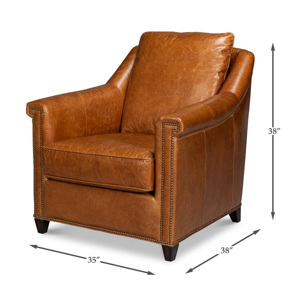 Light Brown Leather Accent Chair For Sale 4