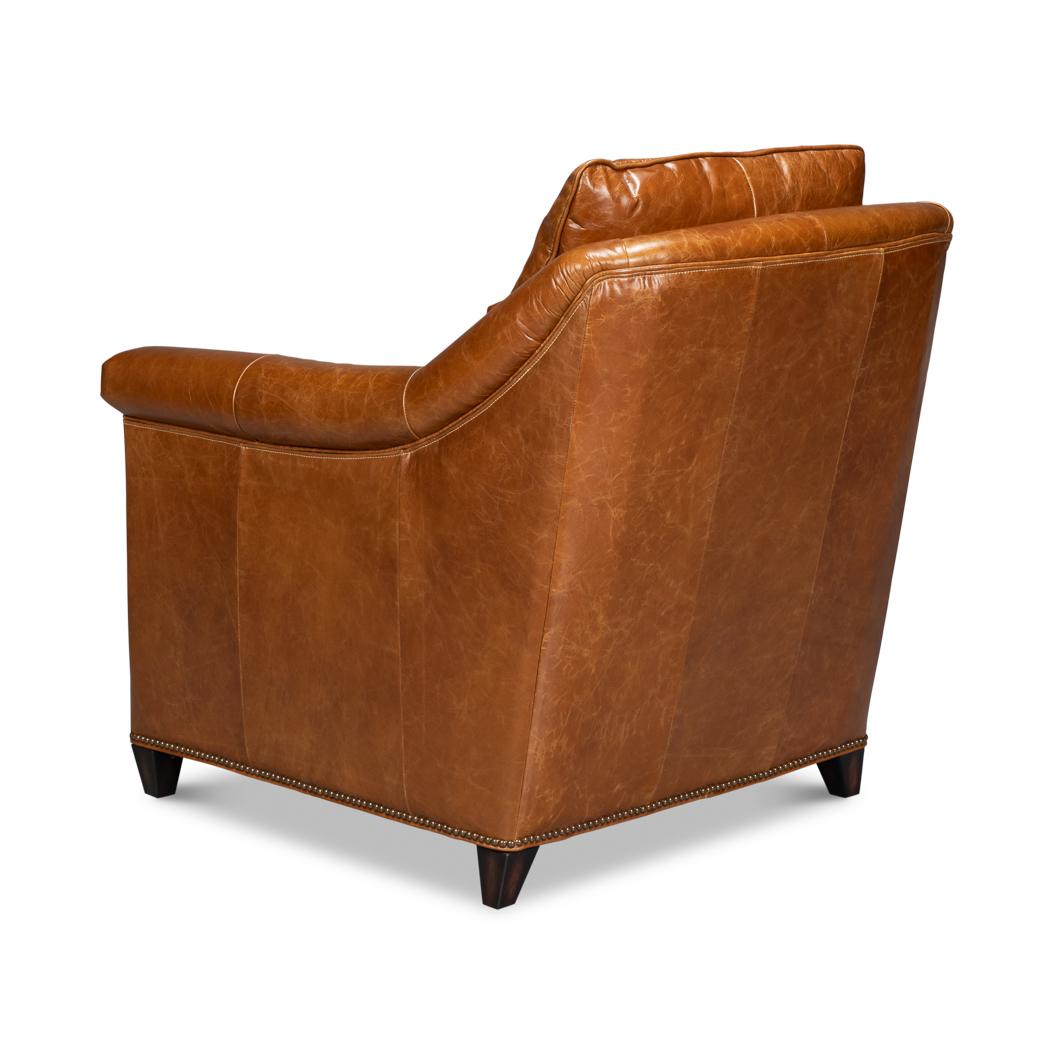 Light Brown Leather Accent Chair In New Condition For Sale In Westwood, NJ