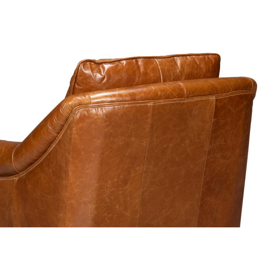 Light Brown Leather Accent Chair For Sale 1