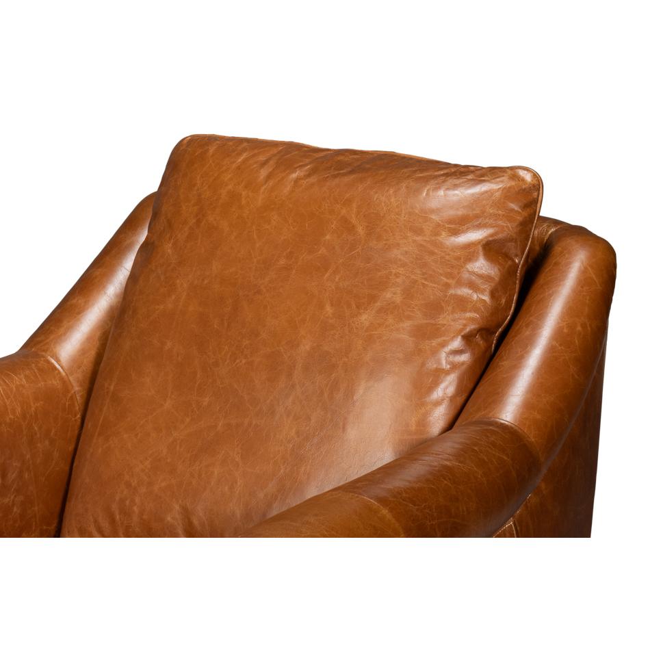 Light Brown Leather Accent Chair For Sale 2