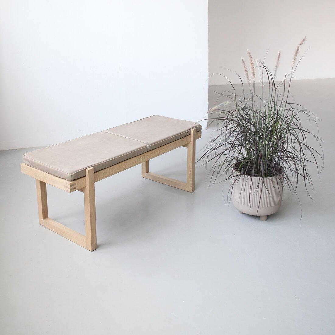 Modern Light Brown Minimal Bench by Kristina Dam Studio For Sale