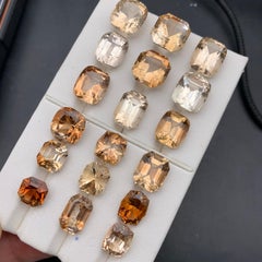 Light Golden & Brown Natural Topaz Loose Gemstones Lot 139.39 Ct Mix Cushion Cut