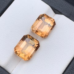 Light Brown Natural Topaz Loose Gemstones Set 10.10 Ct Step Emerald Cut-Jewelry