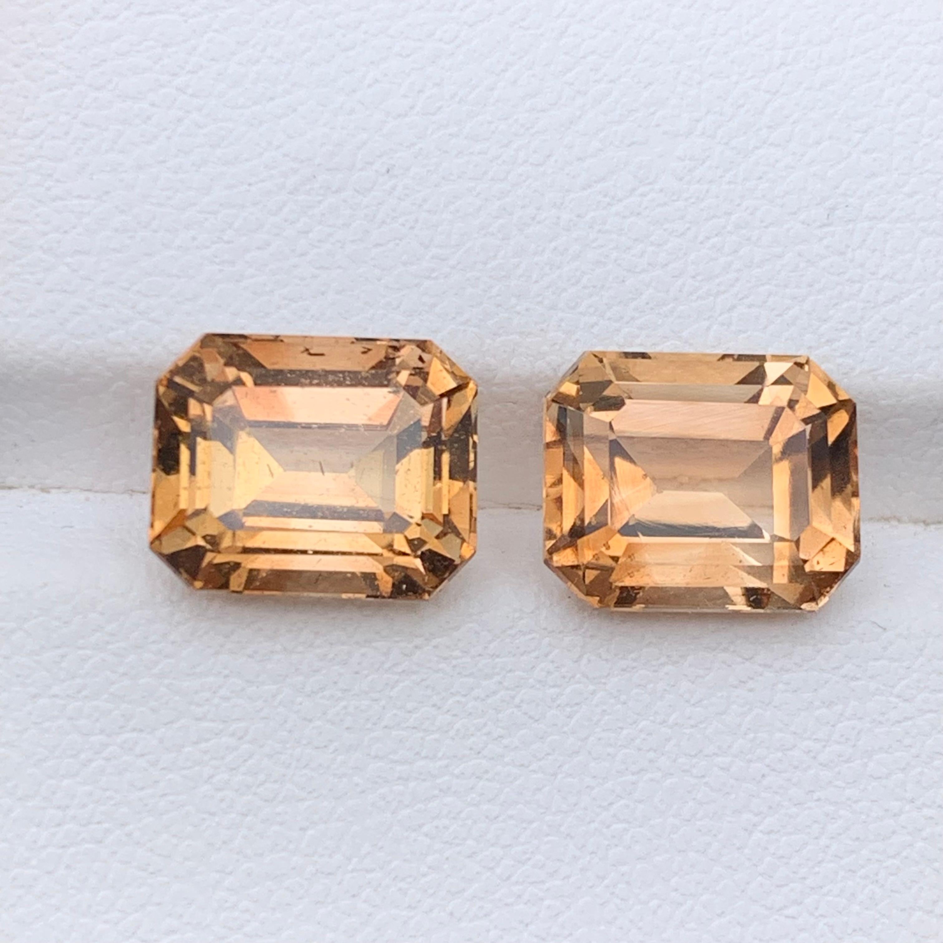Light Brown Natural Topaz Loose Gemstones Set 10.10 Ct Step Emerald Cut-Jewelry For Sale 1