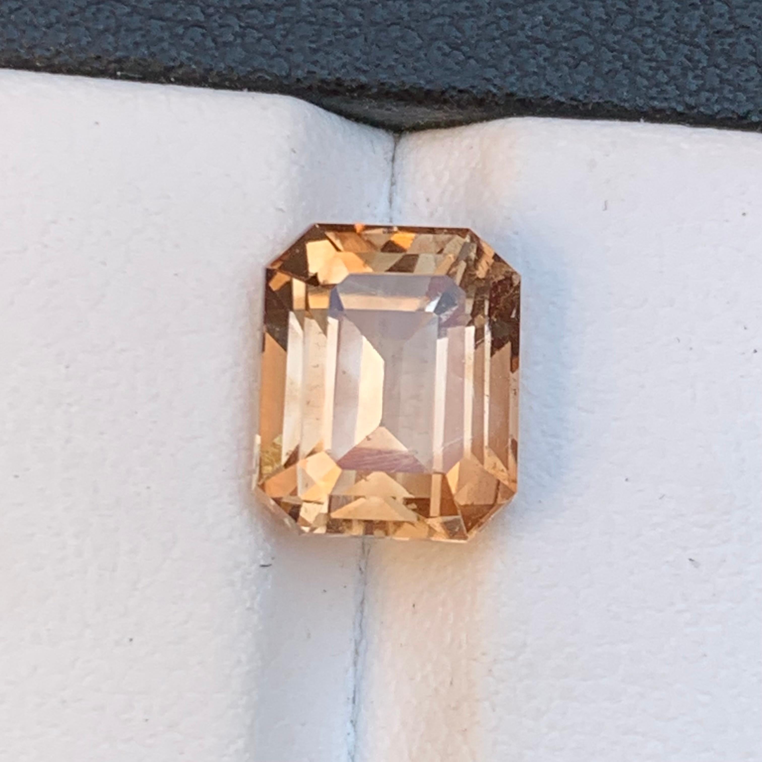 Contemporary Light Brown Natural Topaz Ring, Pendant Loose Gemstone 4.95 Ct Step Emerald Cut For Sale