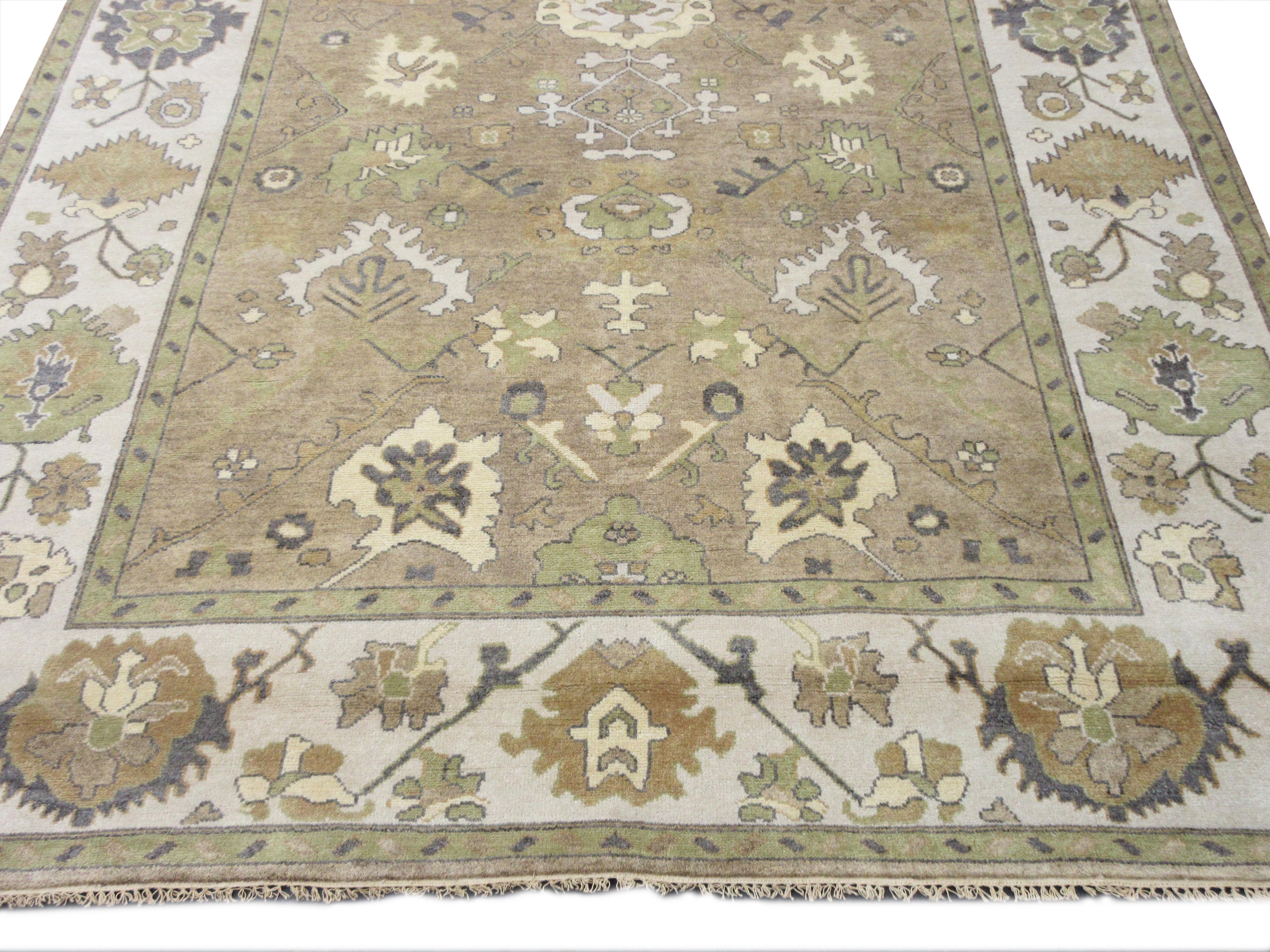 Indian Light-Brown Oushak Area Rug For Sale