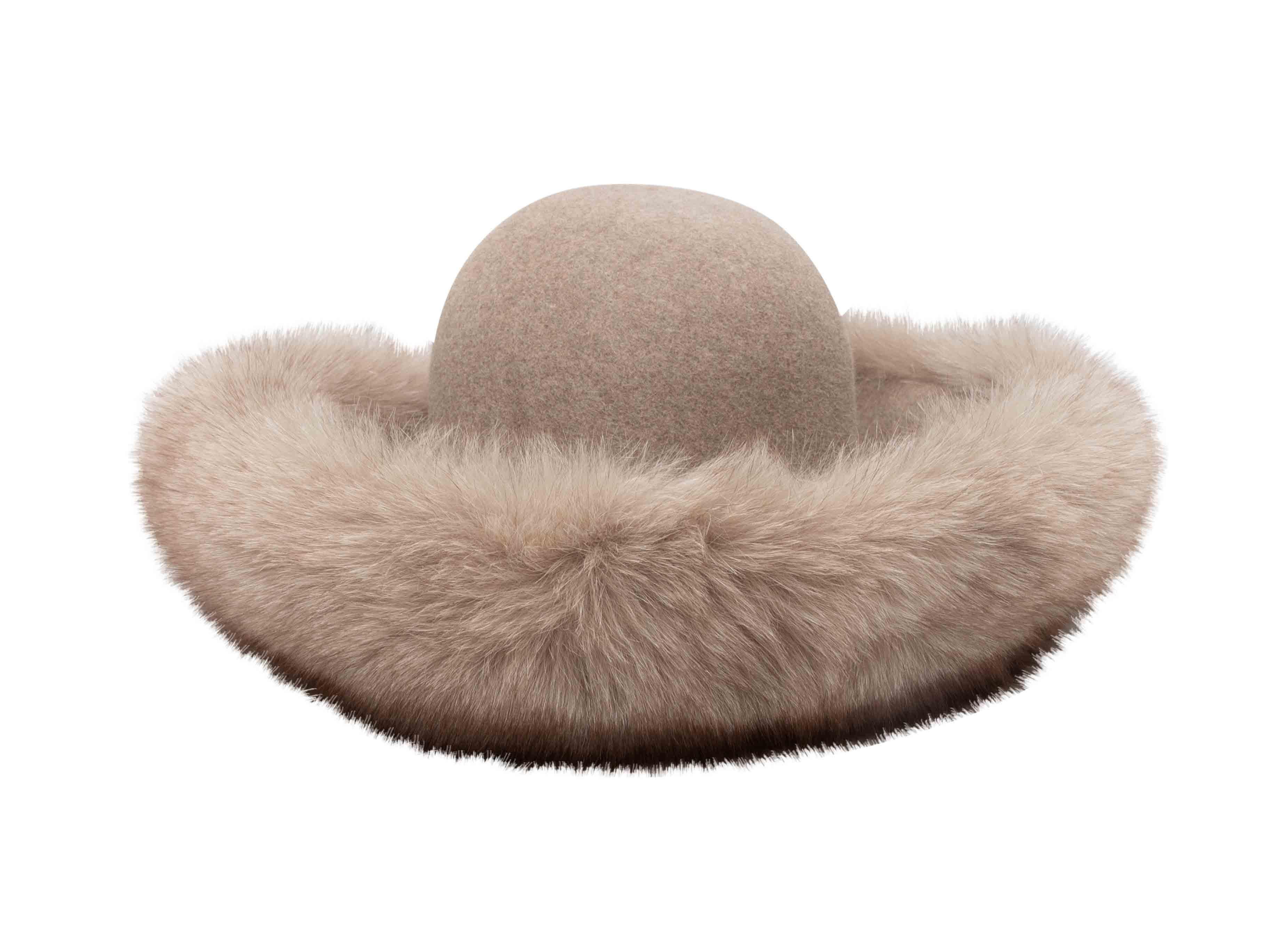 Cappello in feltro marrone chiaro e pelliccia di visone di Patricia Underwood. Larghezza 9,5