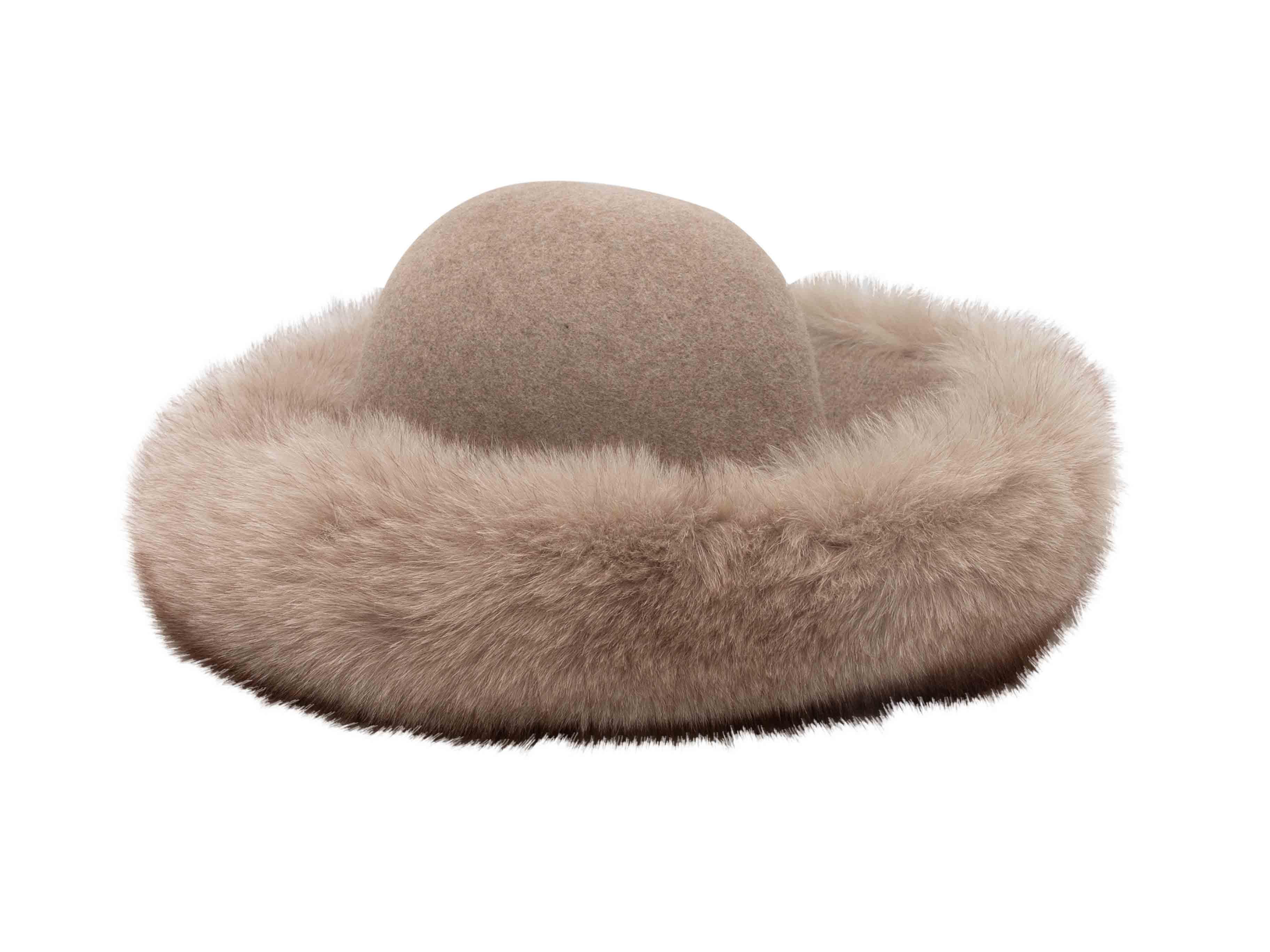 Marrone Cappello marrone chiaro in feltro e visone Patricia Underwood in vendita