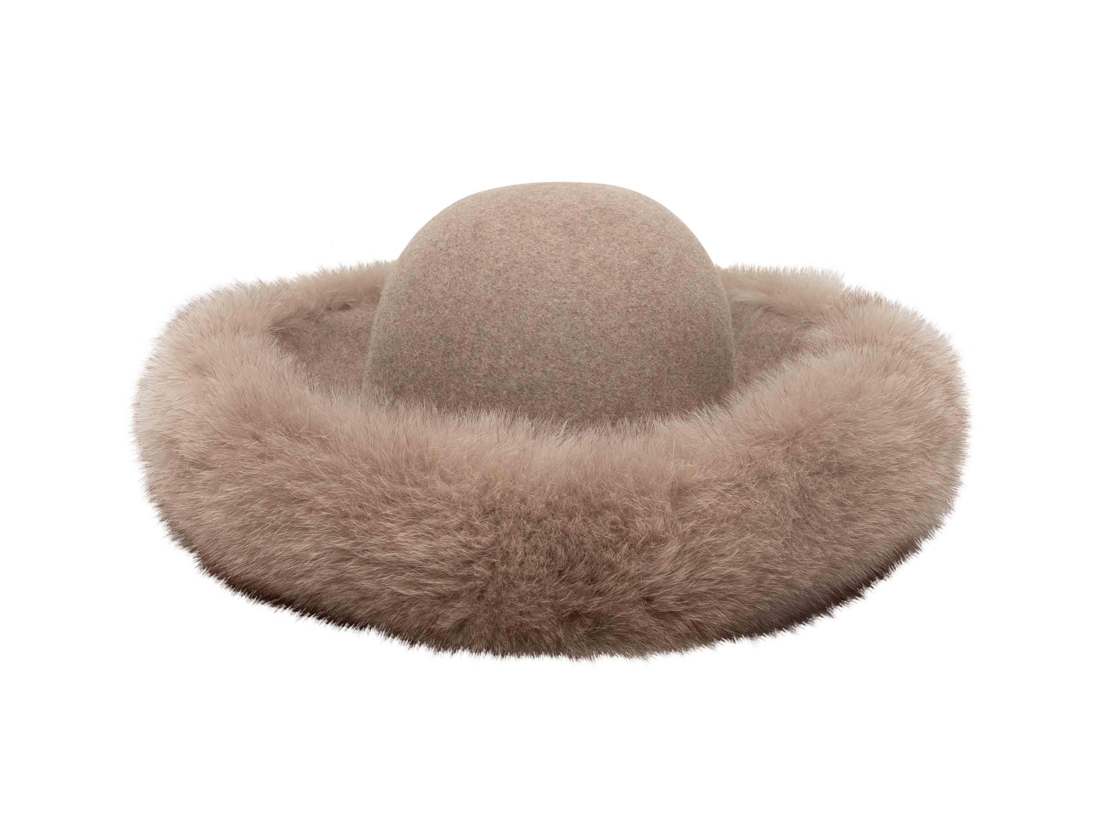 Cappello marrone chiaro in feltro e visone Patricia Underwood In condizioni buone in vendita a New York, NY