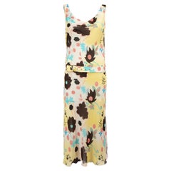 Floral Print Cowl Neck Belted Midi Dress Size S