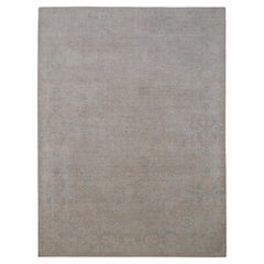 Light Brown Soft Blue Herati Pattern Wool Rug 9'x11'10''