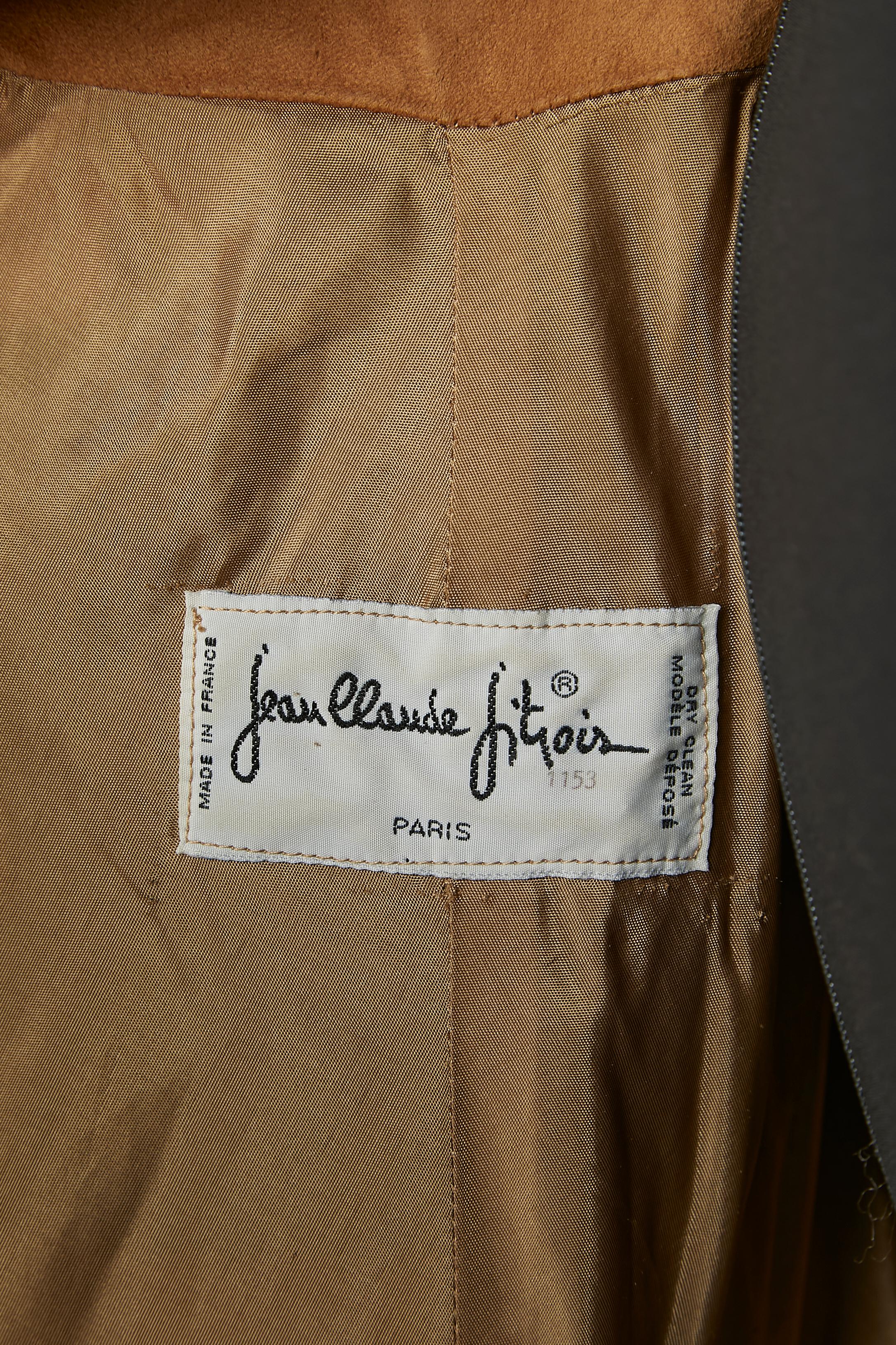 Light brown suede jacket with leather and thread appliqué Jean-Claude Jitrois  For Sale 4
