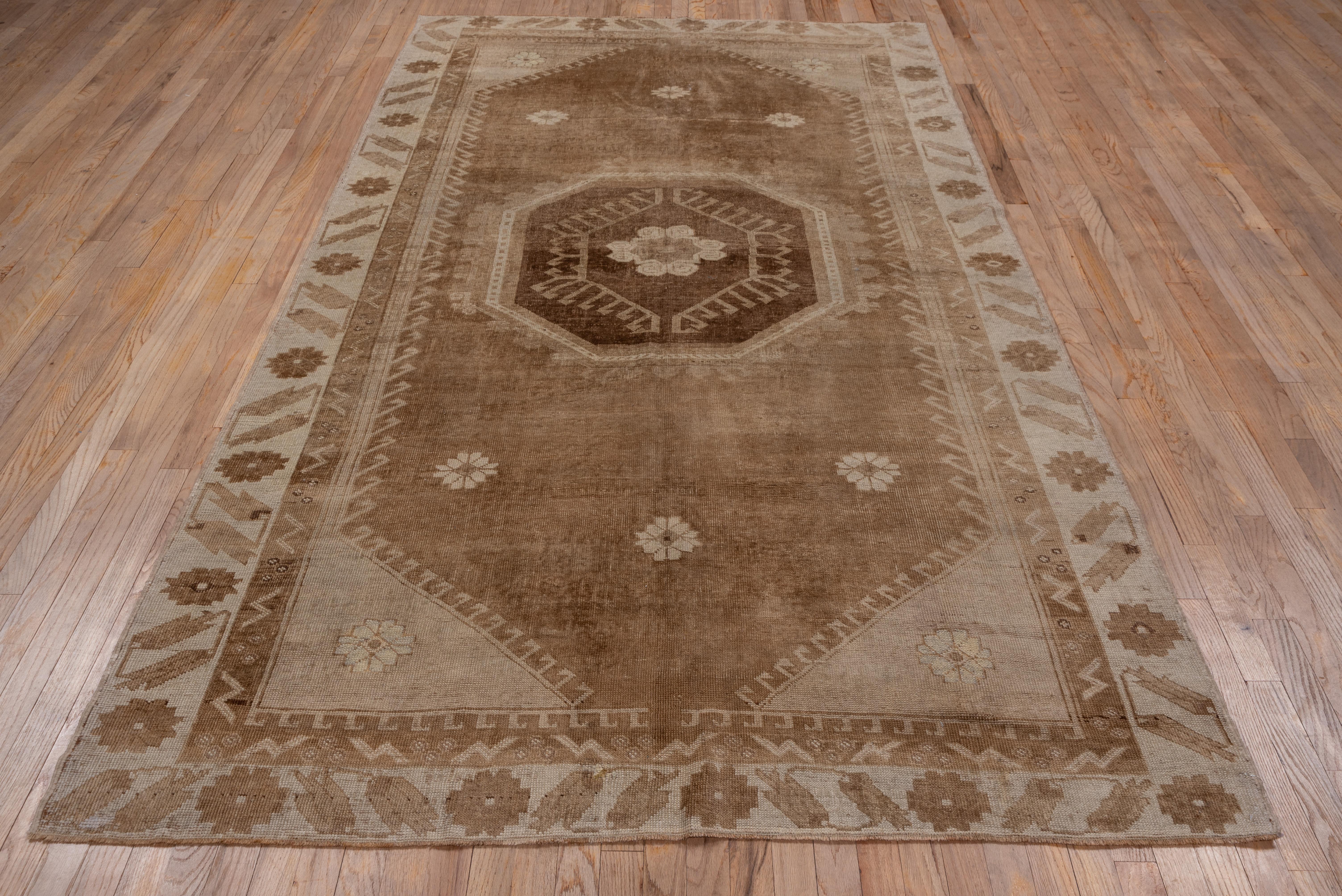 Mid-20th Century Light Brown Turkish Oushak Rug For Sale