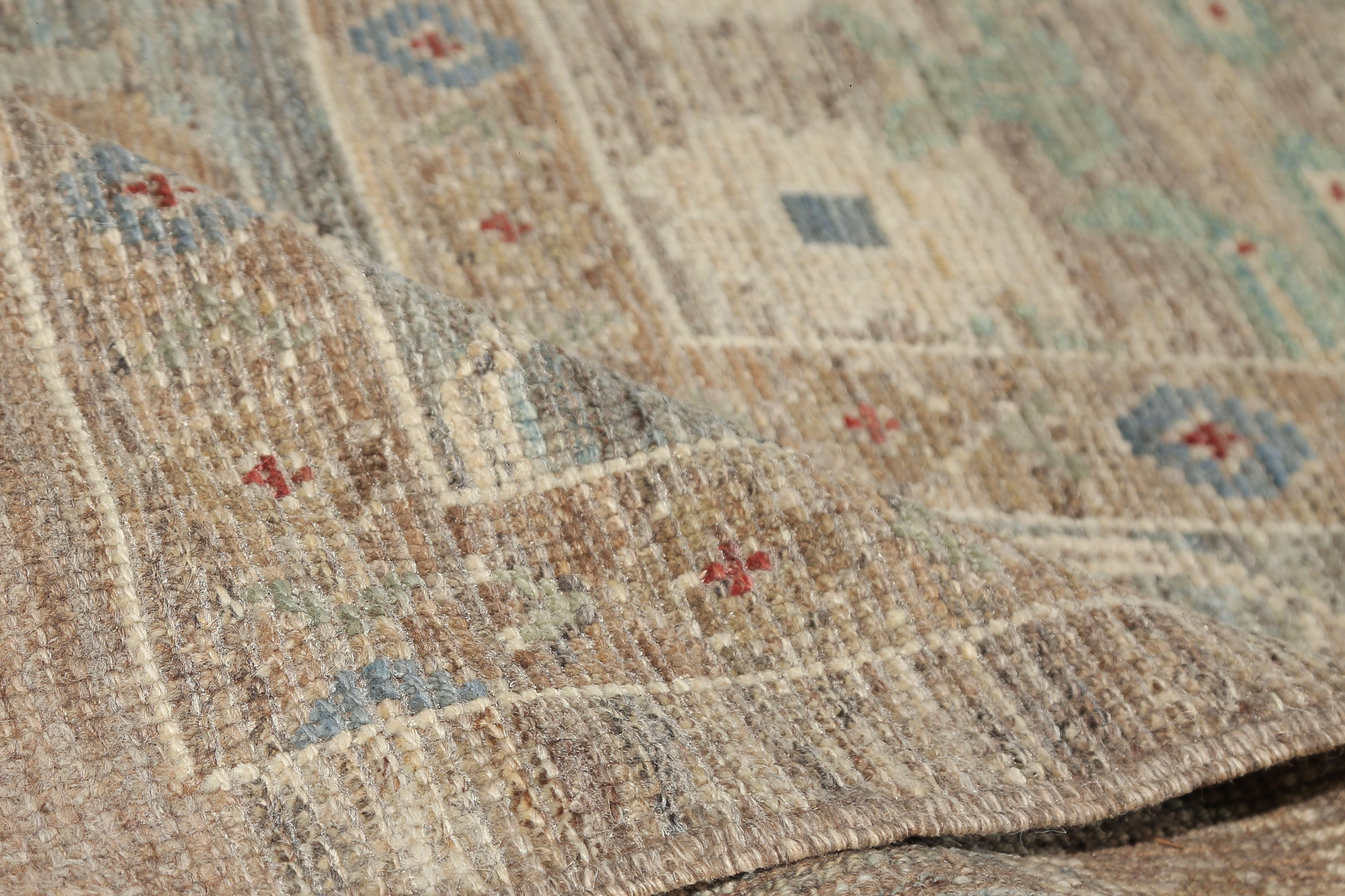 Oushak turco marrón claro con tonos azules Tribal en venta