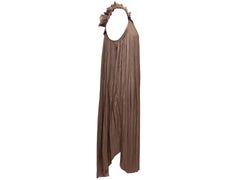 Light Brown Ulla Johnson One-Shoulder Pleated Dress Size US 4