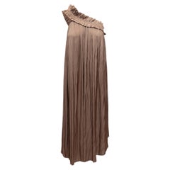 Light Brown Ulla Johnson One-Shoulder Pleated Dress Size US 4