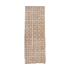 Light Brown Vintage Oushak Runner, Transitional Design