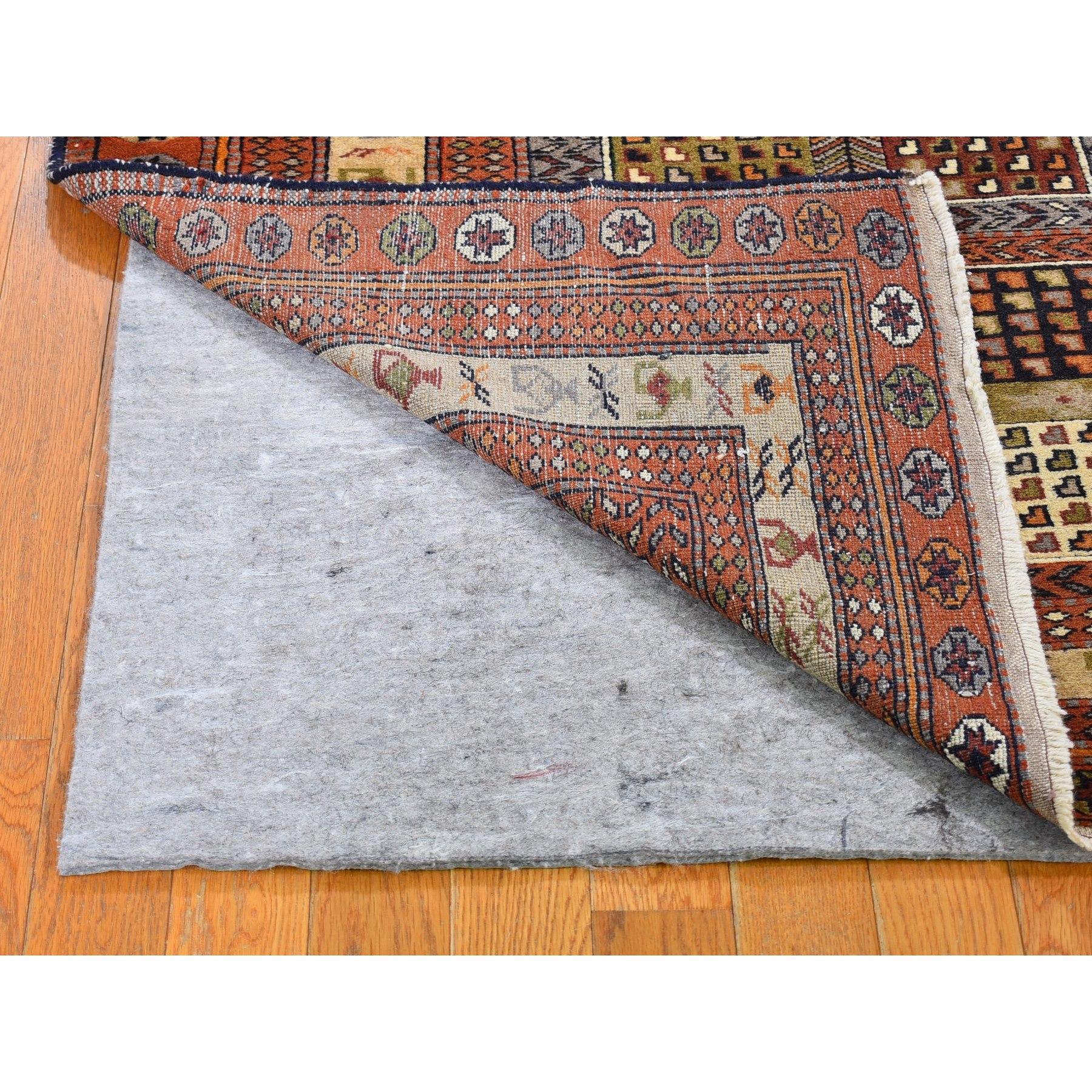Medieval Light Brown Vintage Persian Abadeh with Block Design Hand Knotted Pure Wool Rug For Sale