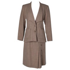 Light brown wool skirt suit with thin stripes Hanae Mori