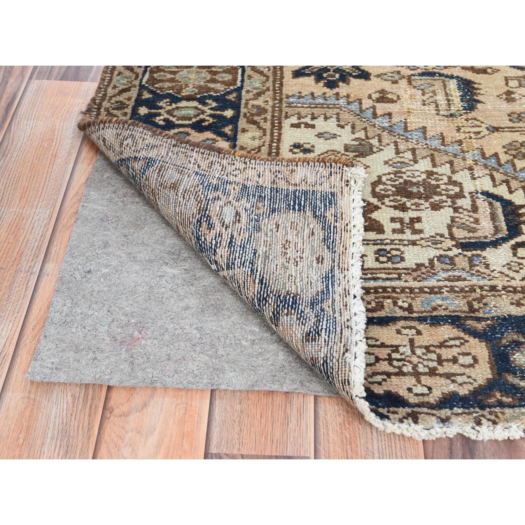 Medieval Light Brown, Worn Wool Hand Knotted, Vintage Northwest Persian Distressed Rug For Sale