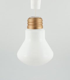 Light Bulb-Shaped Ceiling Lamp in Frosted Glass and Metal, Ingo Maurer Style