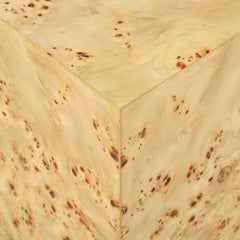 Light Burl Wood Cube Table