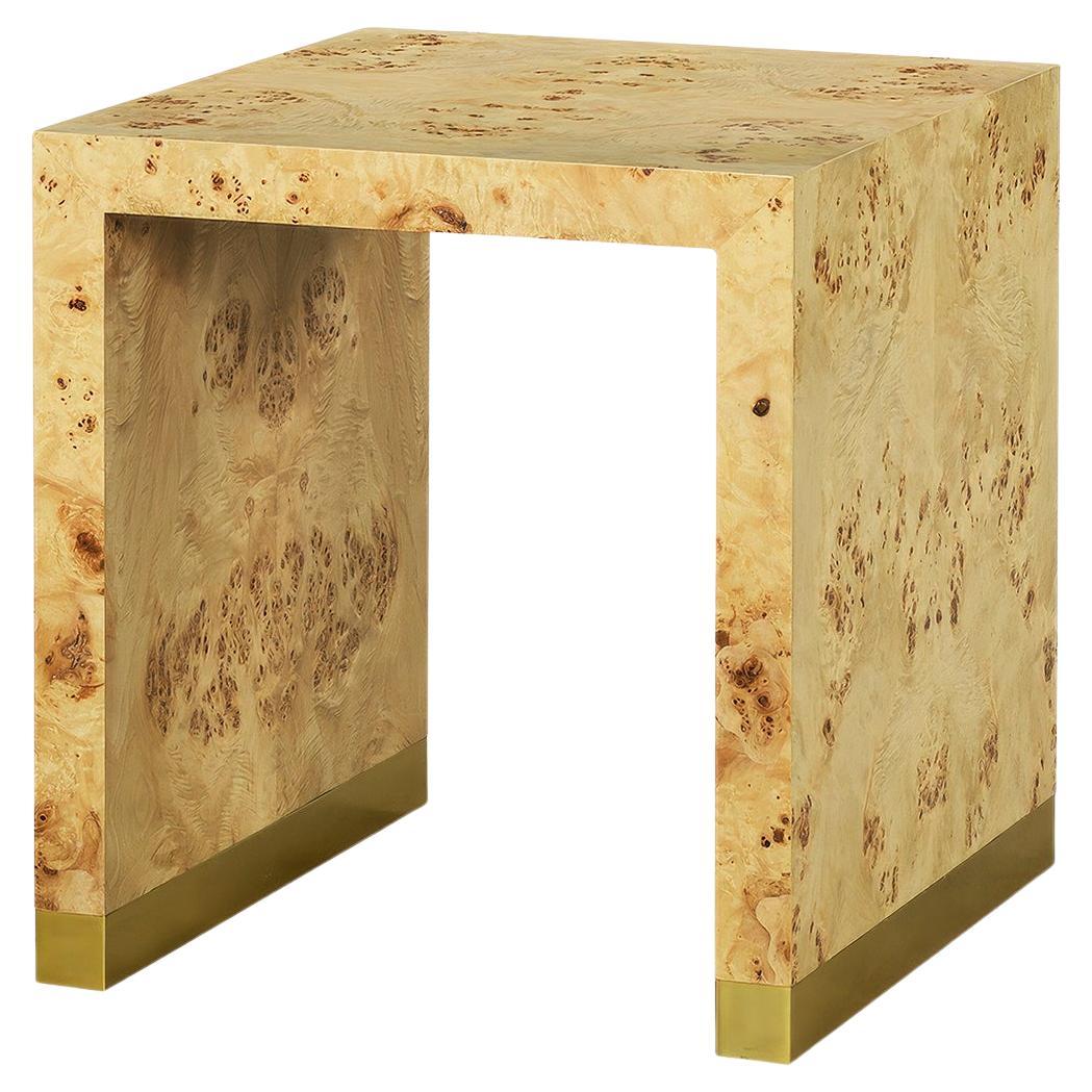 Light Burl Wood End Table
