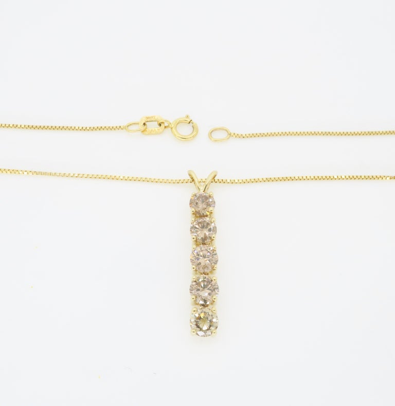 Light Chocolate Diamond Line Pendant Necklace For Sale at 1stDibs
