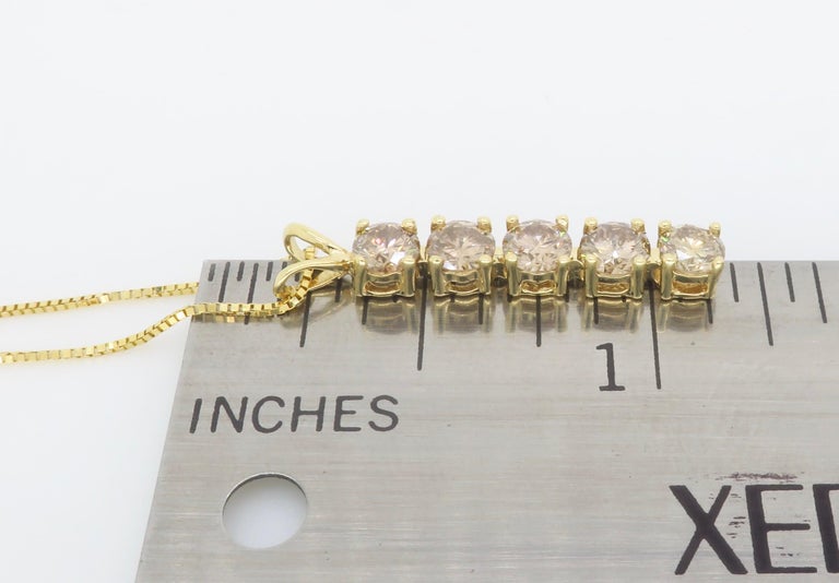 Light Chocolate Diamond Line Pendant Necklace For Sale at 1stDibs