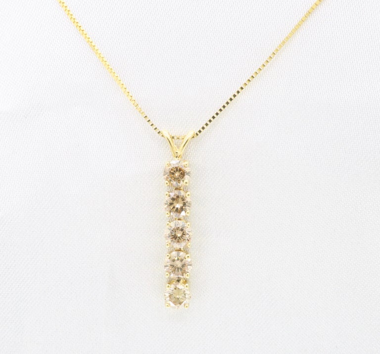 Light Chocolate Diamond Line Pendant Necklace For Sale at 1stDibs