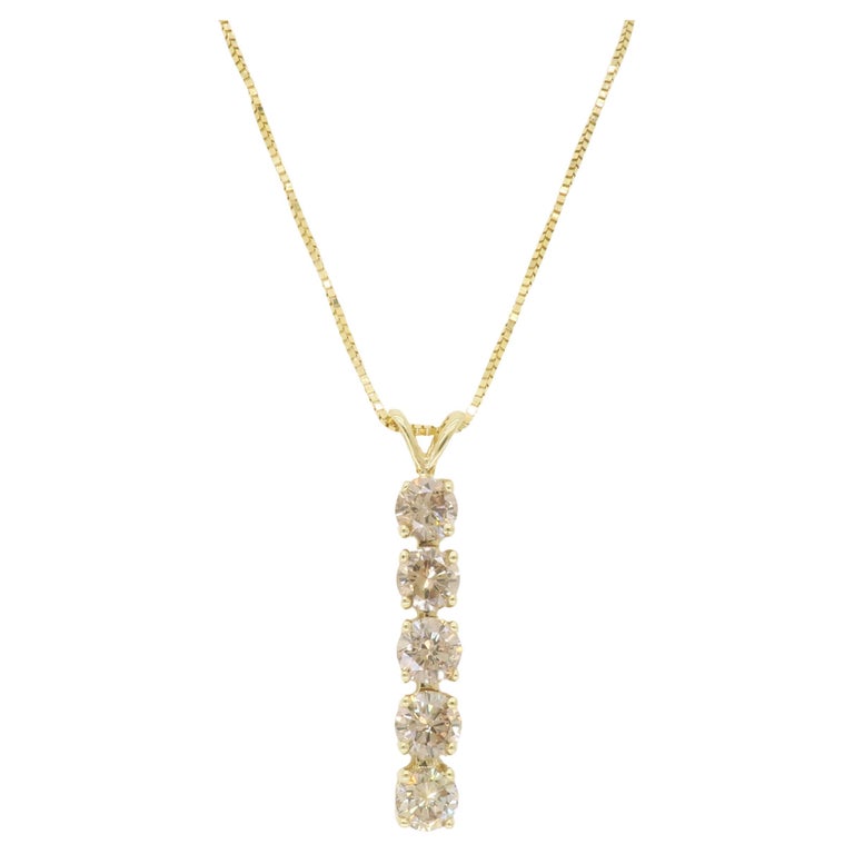 Light Chocolate Diamond Line Pendant Necklace For Sale at 1stDibs