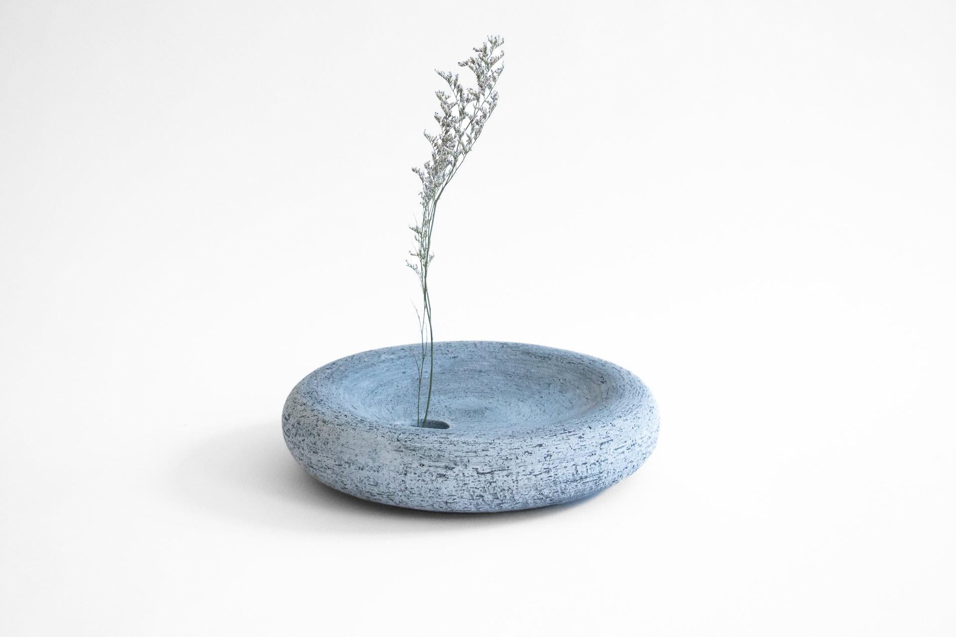 Organic Modern Light Cobalt Salt Vase Large in Clay Handcrafted in Portugal by Origin Made For Sale