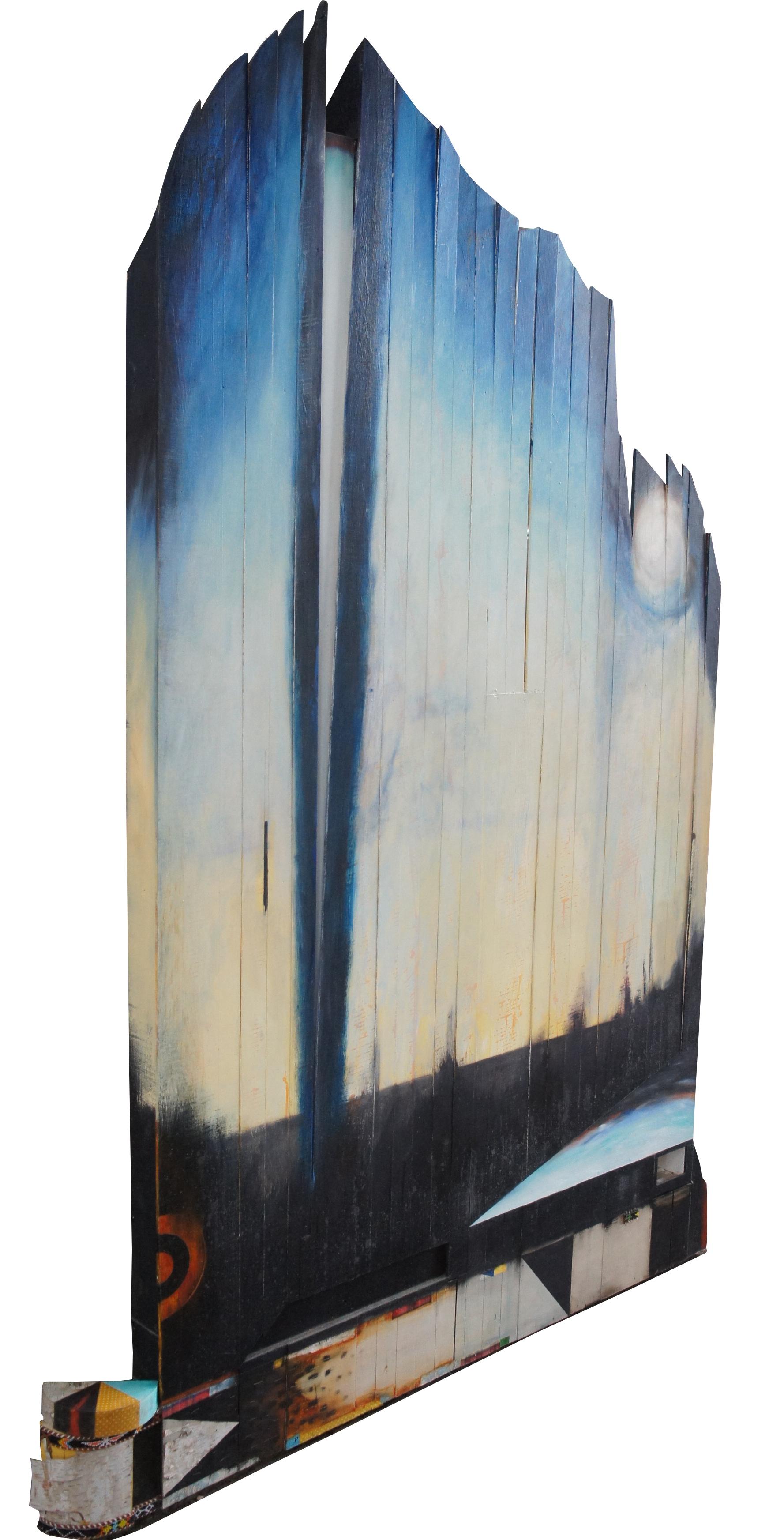 Modern Light Coming on the Plains by Cameron Zebrun 1987 Mixed-Media Oil on Wood Panels For Sale