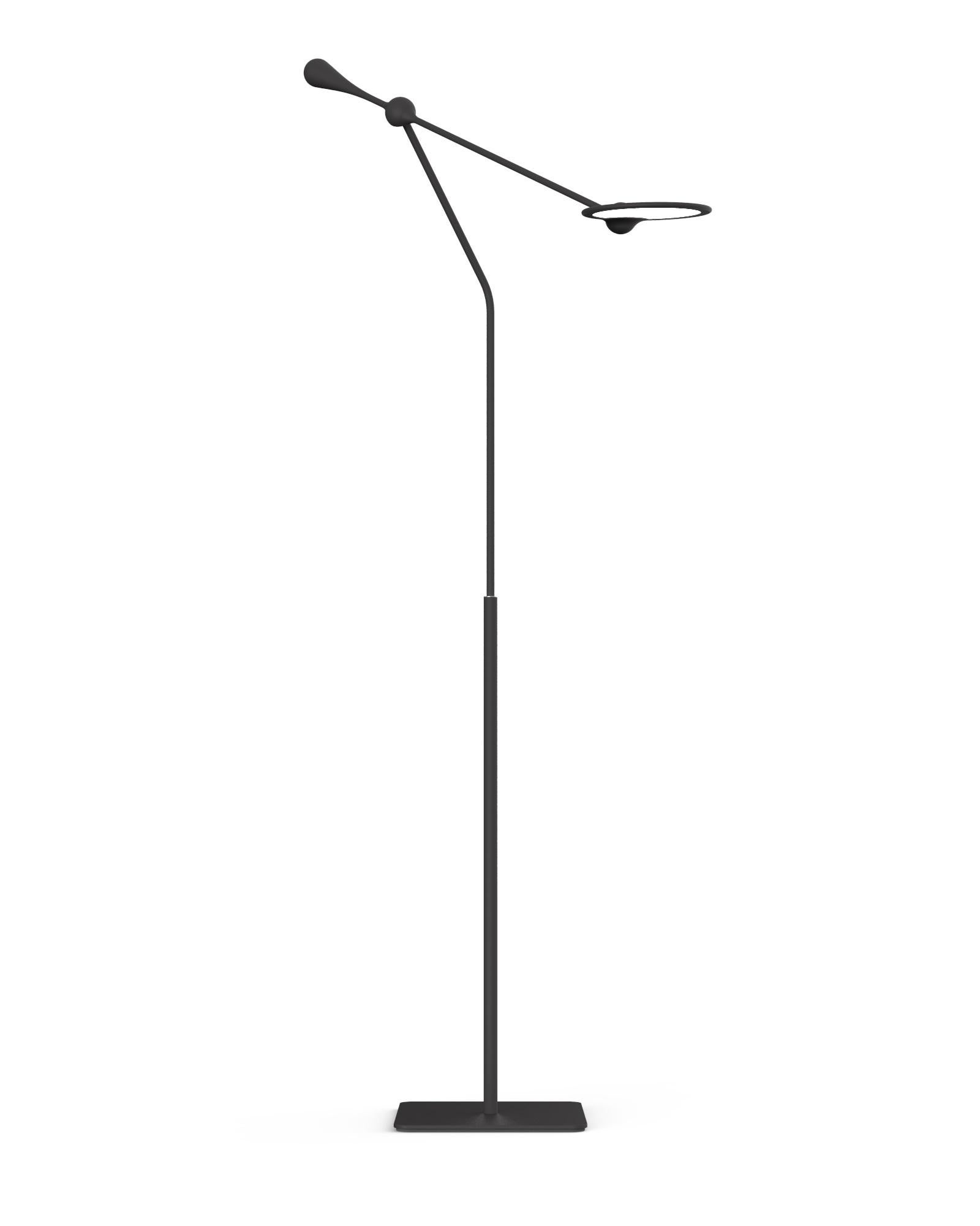 Chinese Light & Contrast, Trapeze LED Floor Lamp, Charcoal