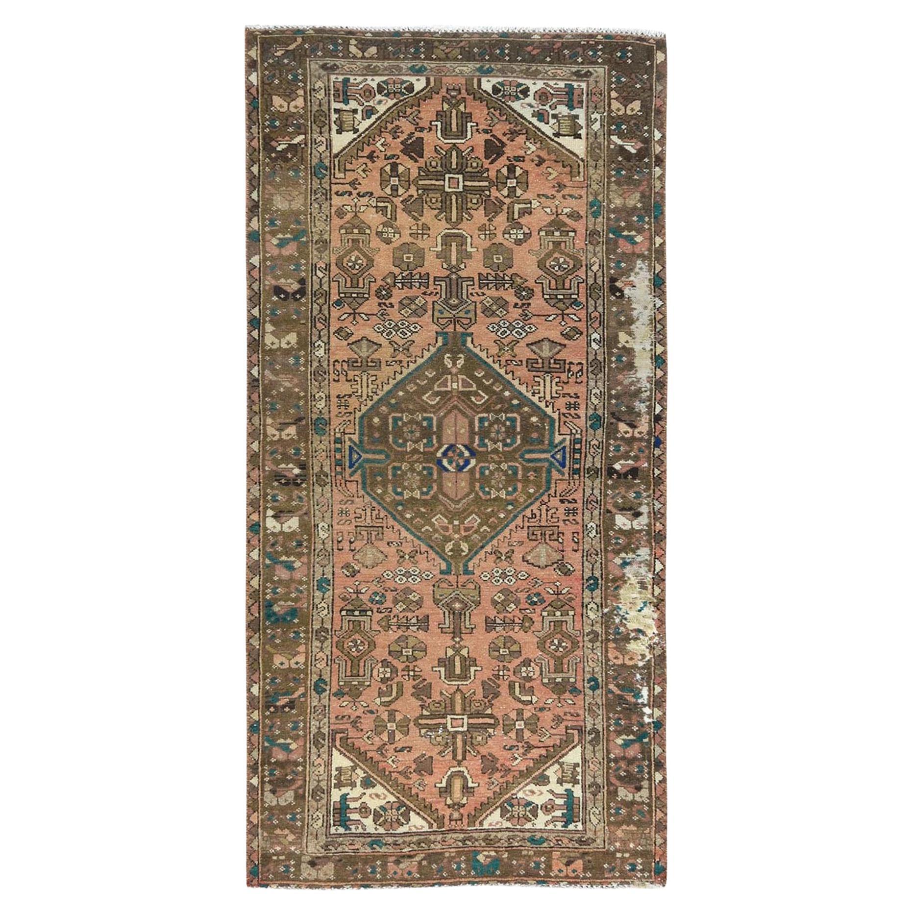 Light Coral Bohemian Vintage Persian Lilahan Abrash Hand Knotted Pure