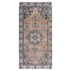 Light Coral Retro Persian Bakhtiar Clean Hand Knotted Pure Wool Distressed Rug
