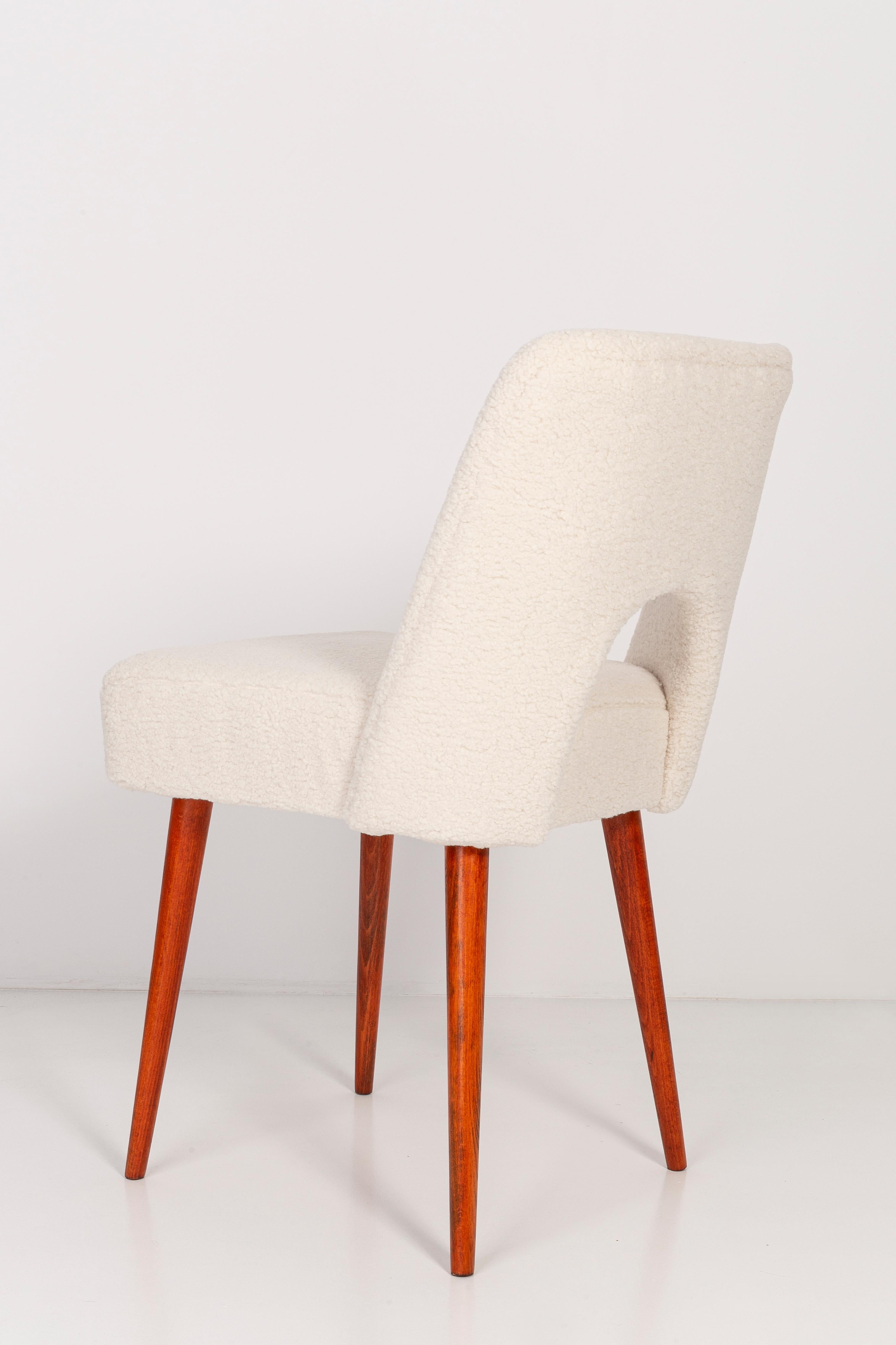 Hand-Crafted Light Crème Boucle 'Shell' Chair, 1960s For Sale