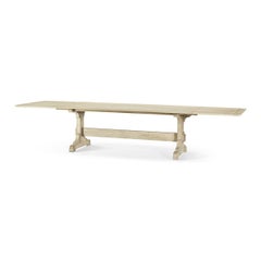 Light European Trestle End Dining Table