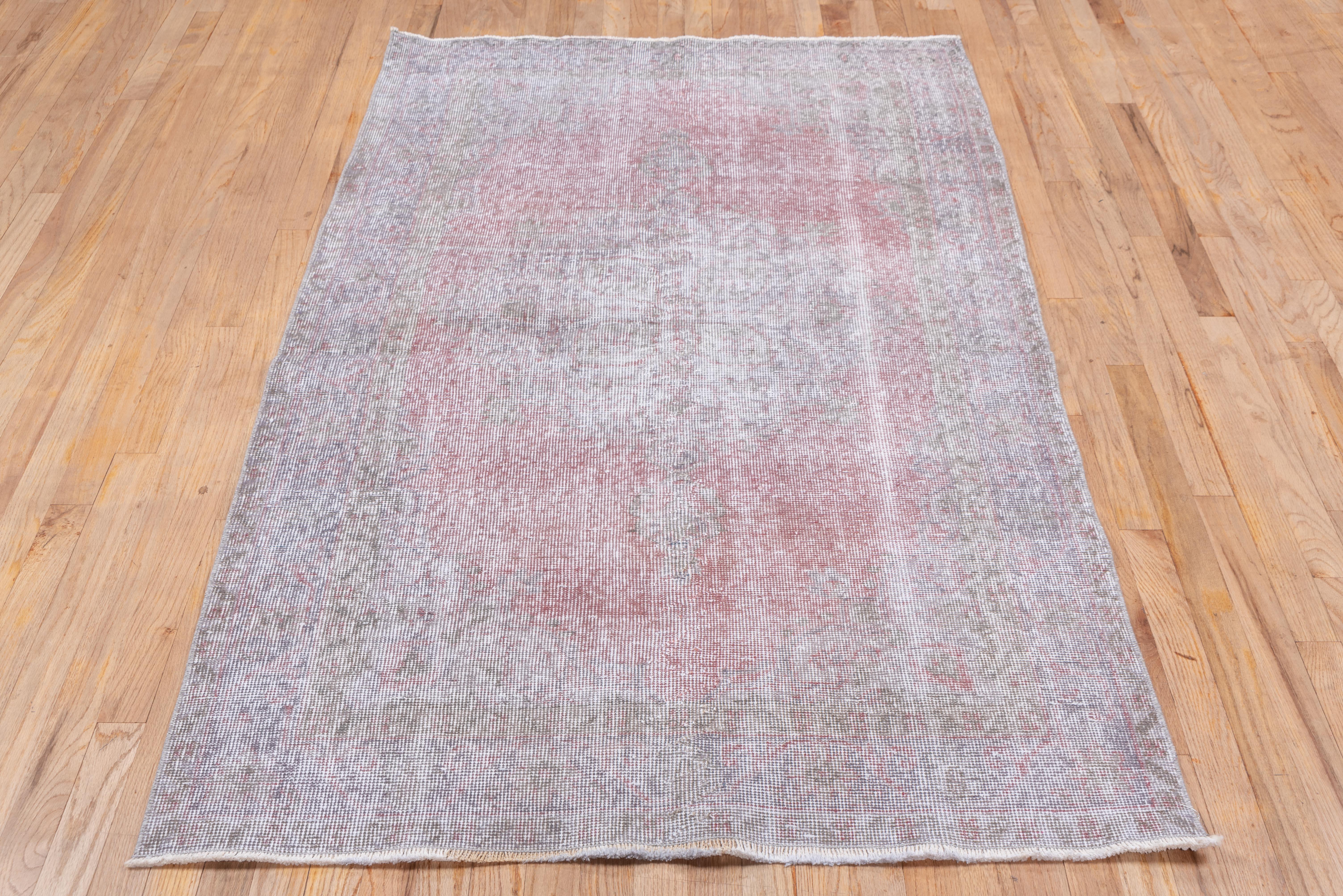 Wool Light Faded Chemical Wash Pink Antique Turkish Sparta 1960 For Sale