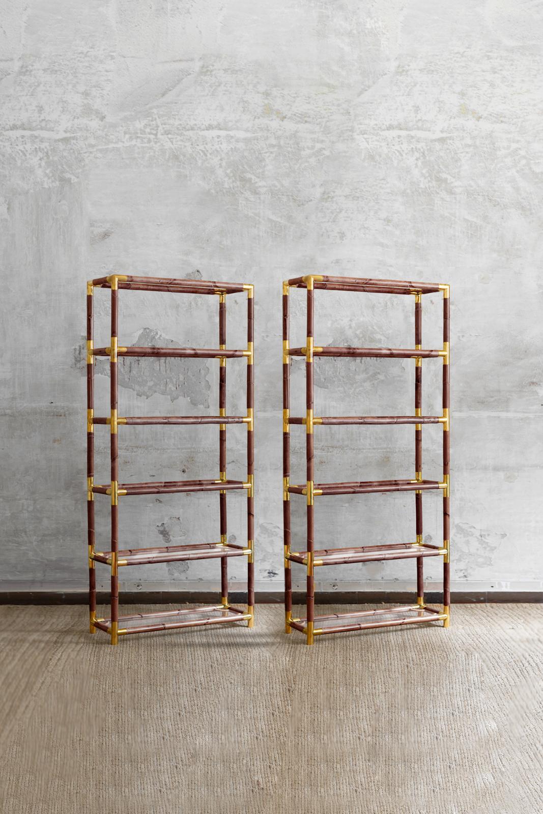 Ottone Libreria in bambù con finitura chiara - Serie 