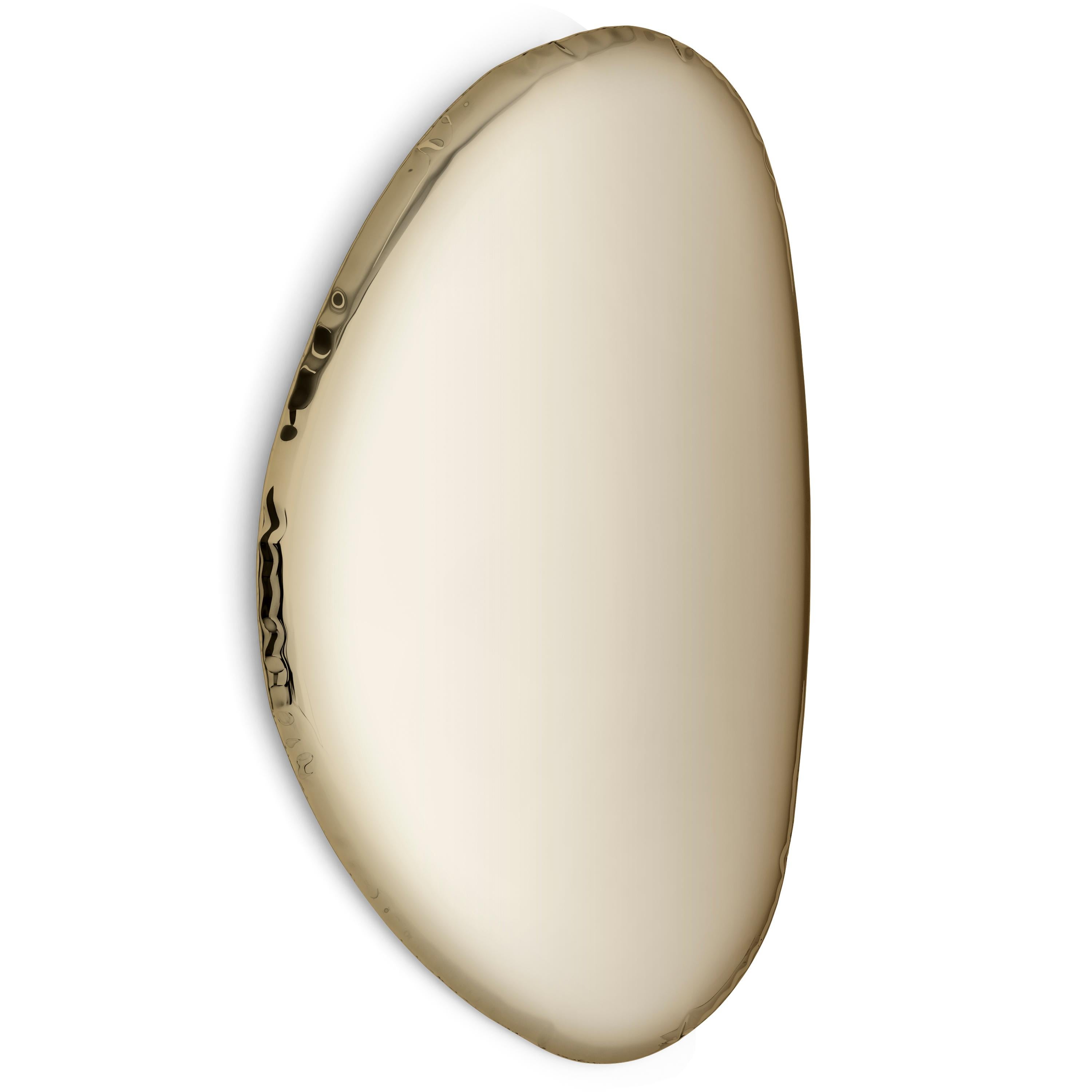 Light gold Tafla O2 wall mirror by Zieta
Dimensions: D 6 x W 97 x H 150 cm 
Material: Stainless steel.
Finish: Light gold.
Available finishes: Stainless steel, white matt, Sapphire/Emerald, Sapphire, Emerald, deep space blue, dark matter, red Rubin,