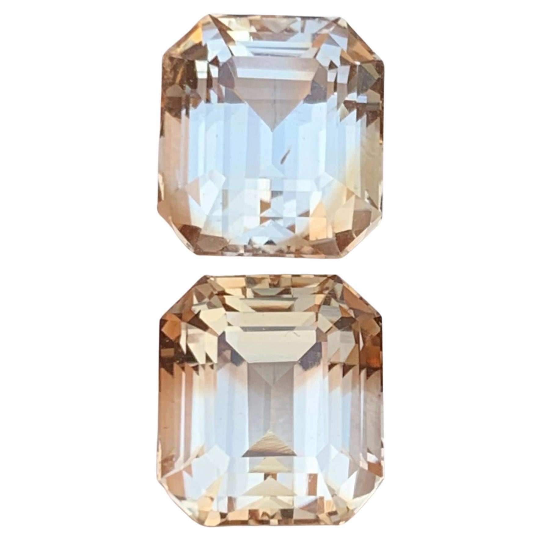 Conjunto de gemas sueltas de topacio natural marrón dorado claro 15,80 ct talla esmeralda