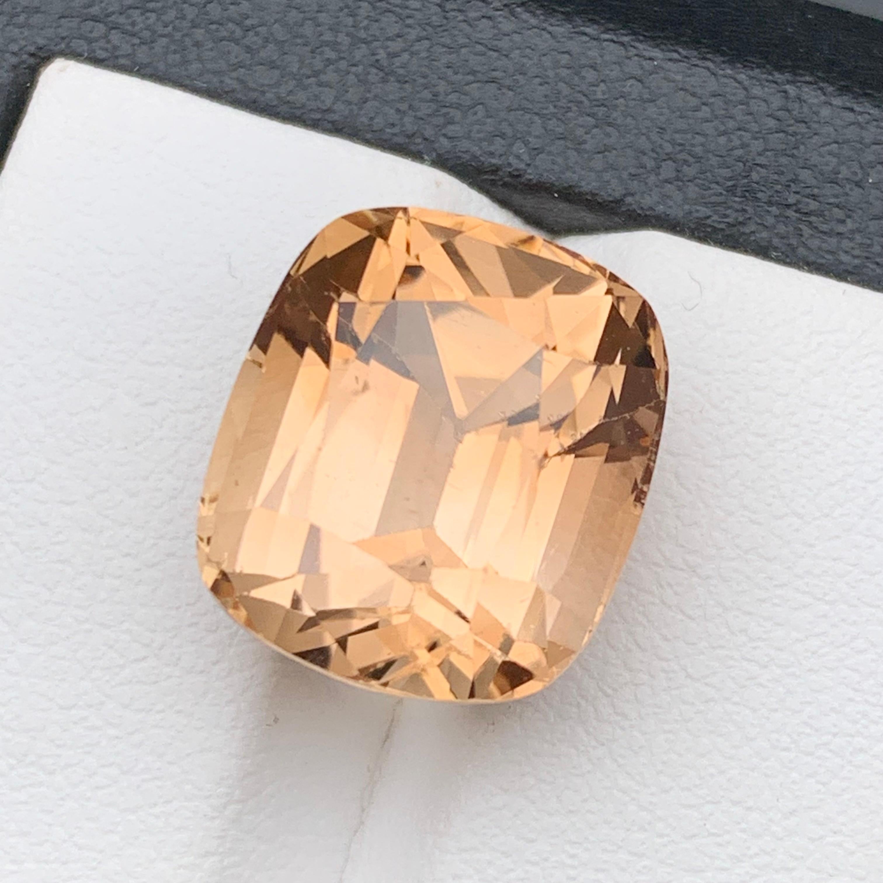 Light Golden Brown Natural Topaz Necklace Pendant Loose Gemstone 18.50Ct Cushion For Sale 6