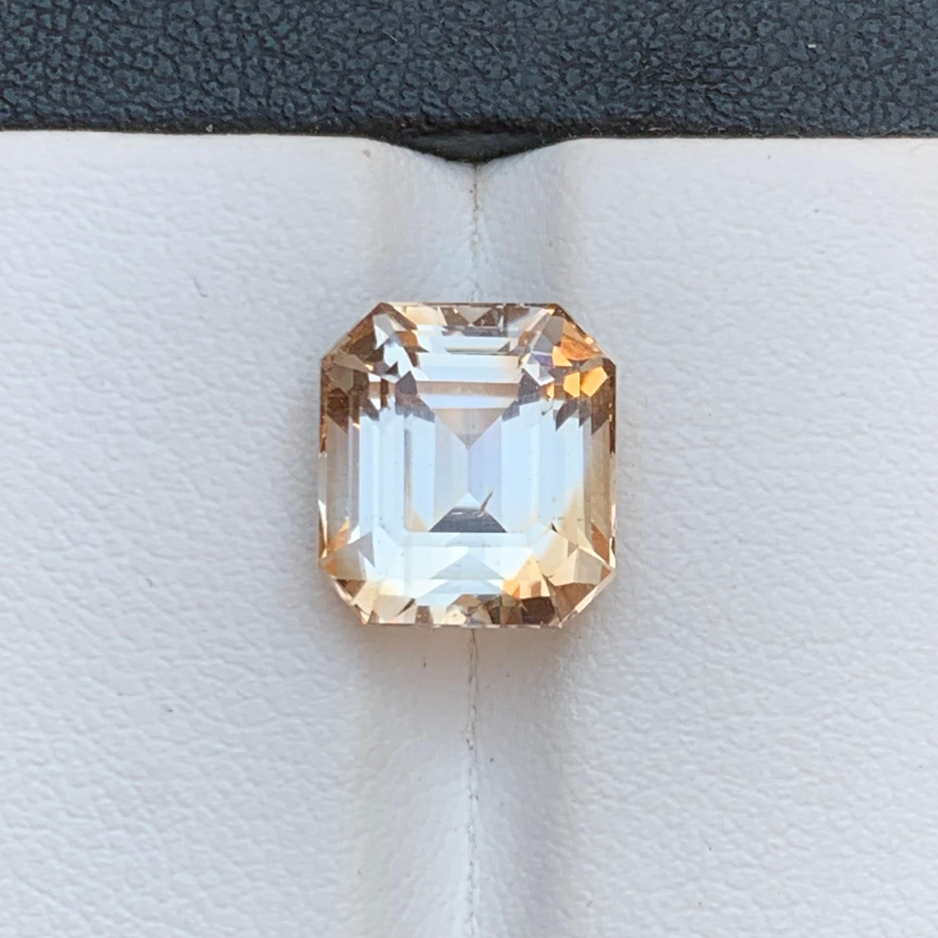 Light Golden Natural Topaz Ring, Anhänger Loser Edelstein 7.80 Ct Step Emerald Cut im Angebot 5