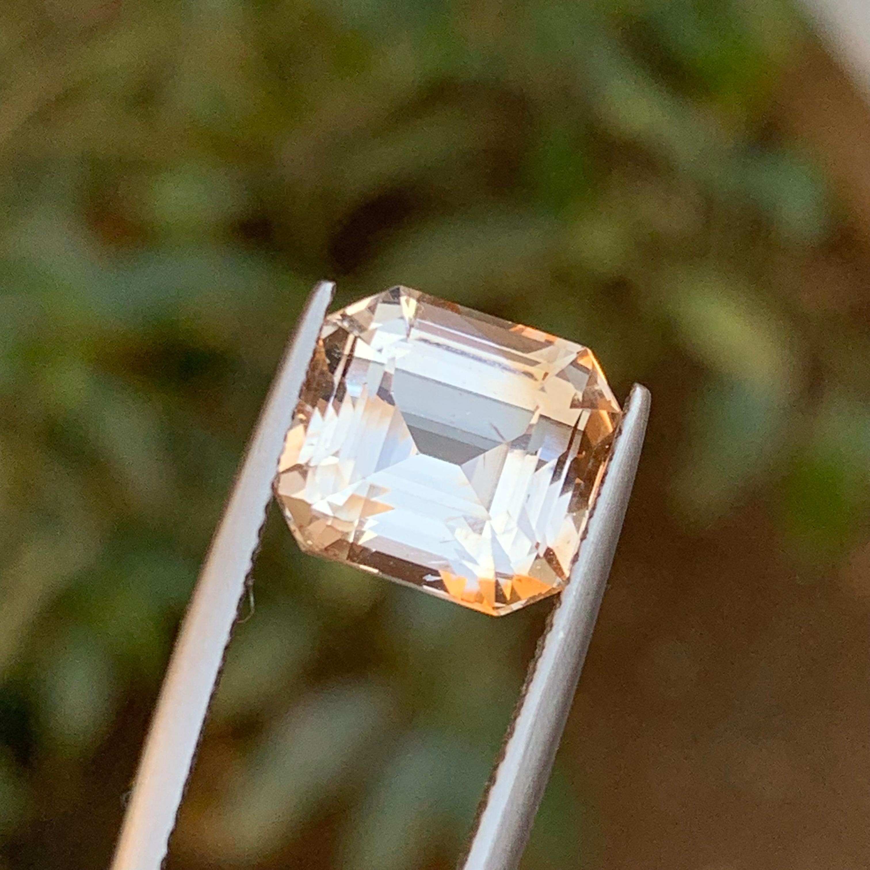 Light Golden Natural Topaz Ring, Anhänger Loser Edelstein 7.80 Ct Step Emerald Cut im Angebot 6