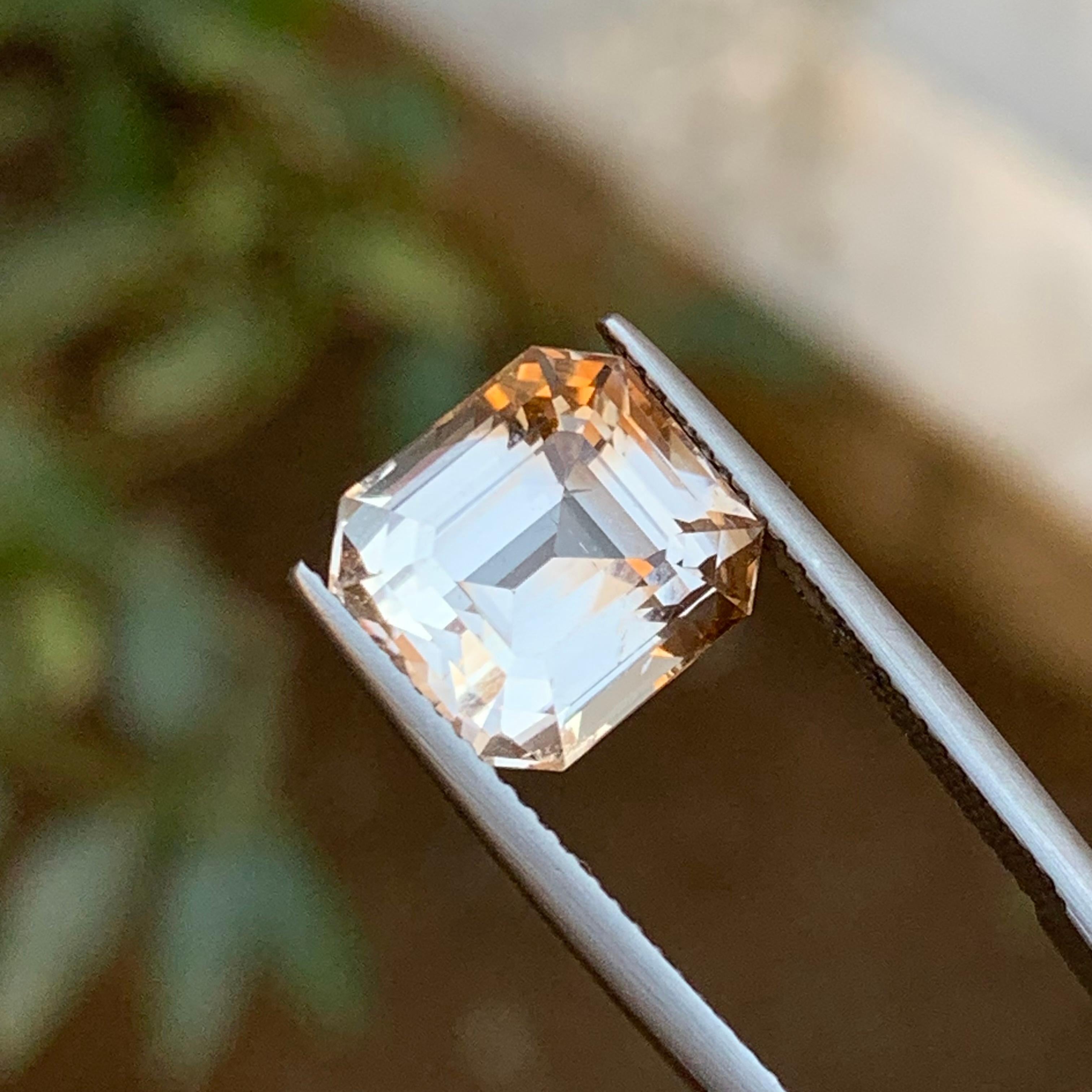 Light Golden Natural Topaz Ring, Anhänger Loser Edelstein 7.80 Ct Step Emerald Cut im Angebot 7