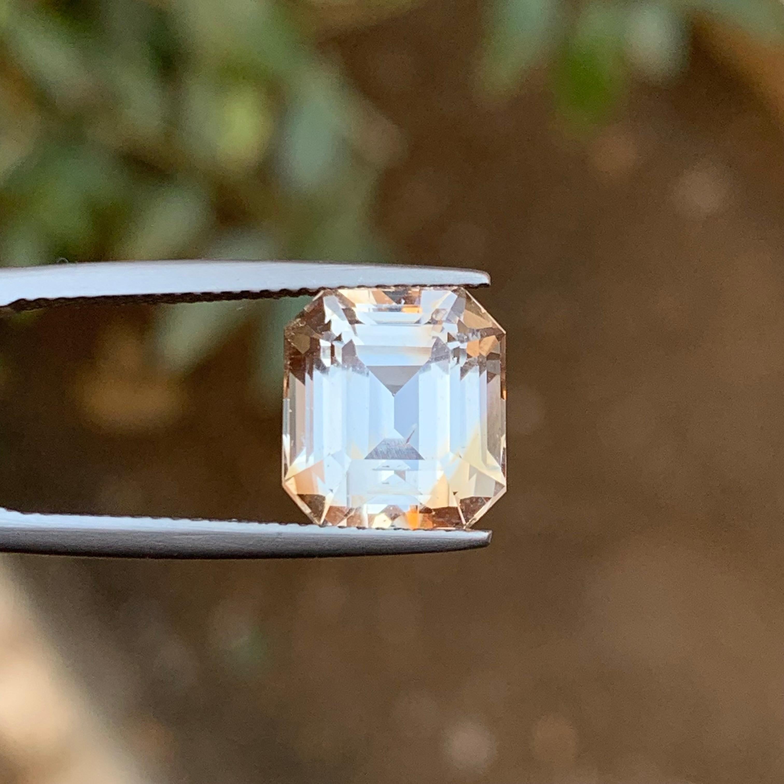 Light Golden Natural Topaz Ring, Anhänger Loser Edelstein 7.80 Ct Step Emerald Cut im Angebot 9