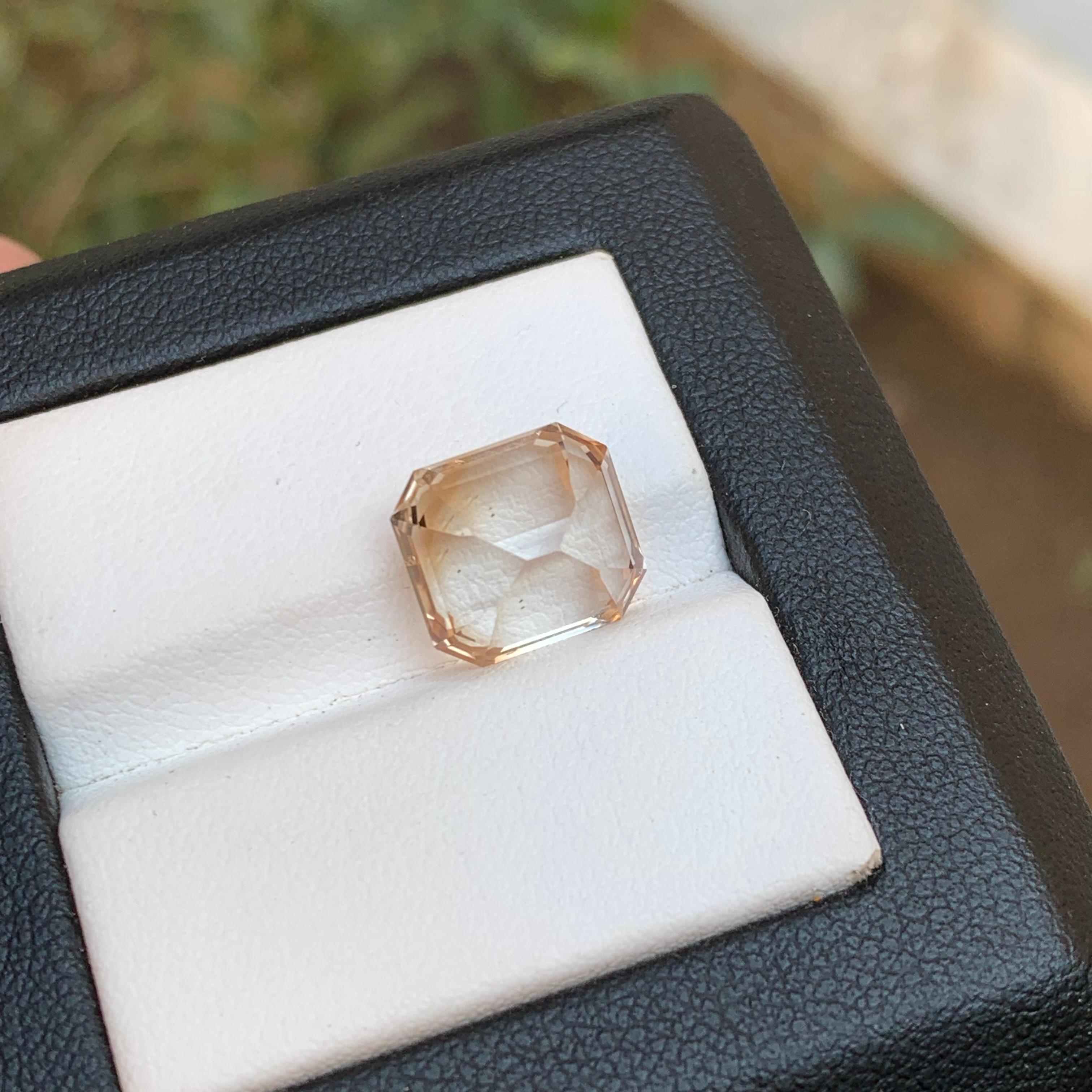 Light Golden Natural Topaz Ring, Anhänger Loser Edelstein 7.80 Ct Step Emerald Cut im Angebot 10