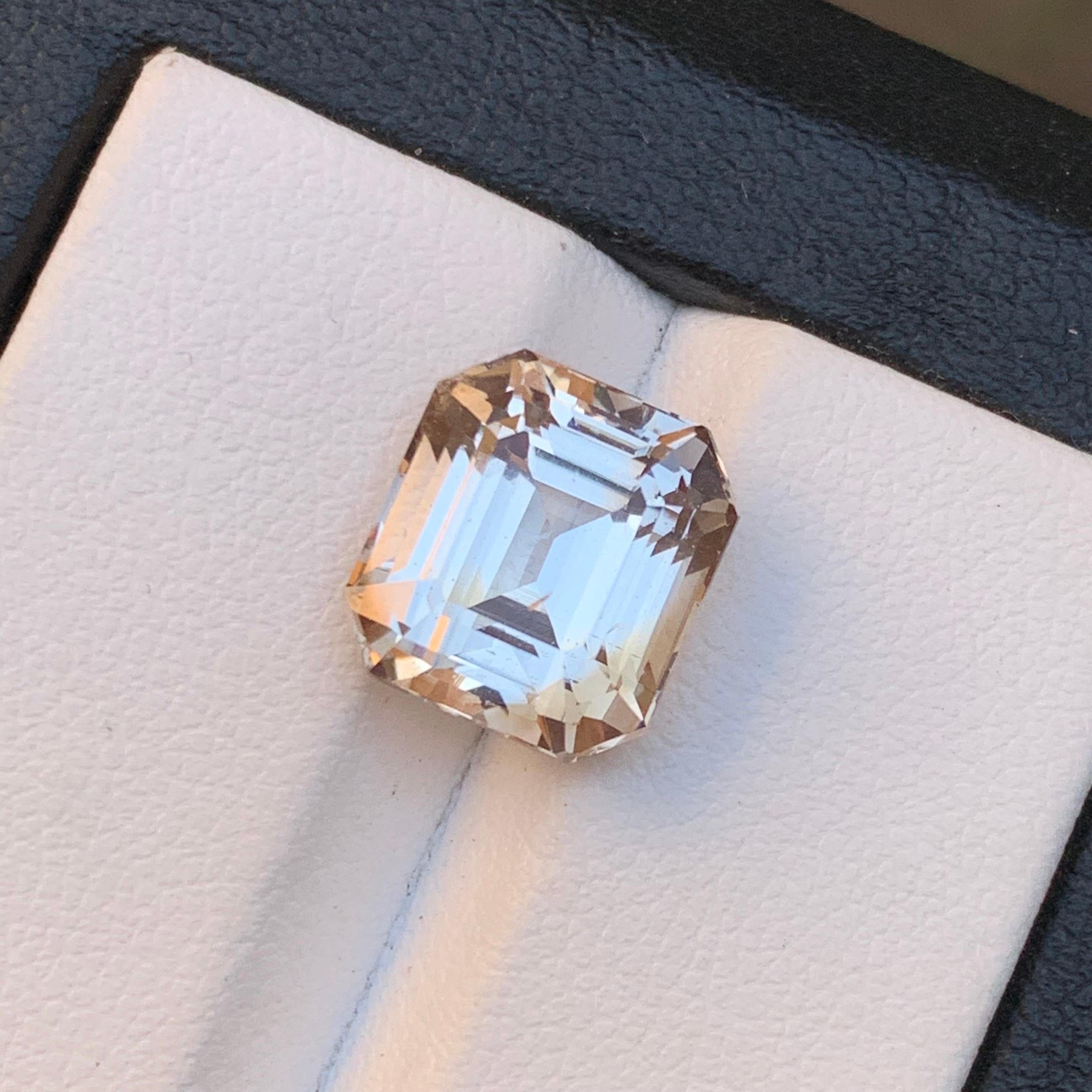 Light Golden Natural Topaz Ring, Anhänger Loser Edelstein 7.80 Ct Step Emerald Cut im Angebot 11